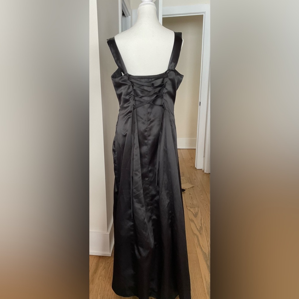 Blondie Nites Satin Evening Gown | Foil Dot Panel | Corset Back | Size 19 - Picture 2 of 5